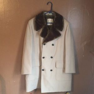 London Fog Mens Trench Coat Size 42R fur at neck
